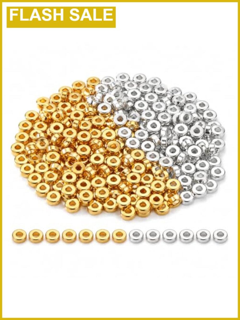 1000 Pcs 6mm Flat Round Metal Spacer Beads for Jewelry Making, DIY Craft